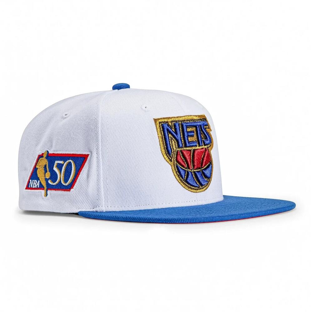 Mitchell & Ness New Jersey Nets NBA 50th Anniversary Patch White‎ Snapback Hat
